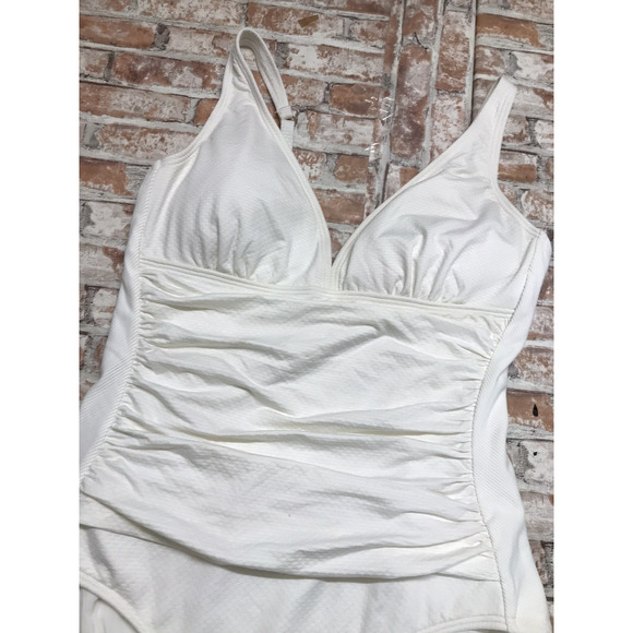 Jantzen Women's Swimsuit Sz 14 One Piece Tummy Control white Lightly Padded - Picture 3 of 9